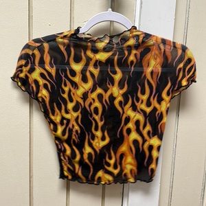 Mesh flame crop top